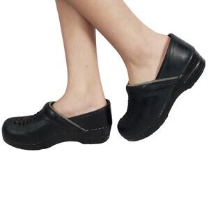 Dansko Women's Clogs Black Woven Slip On Shoes Size 37